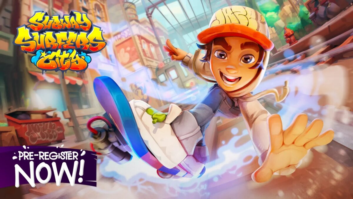 Partie de Subway Surfers en ligne avec un personnage courant sur les rails du métro