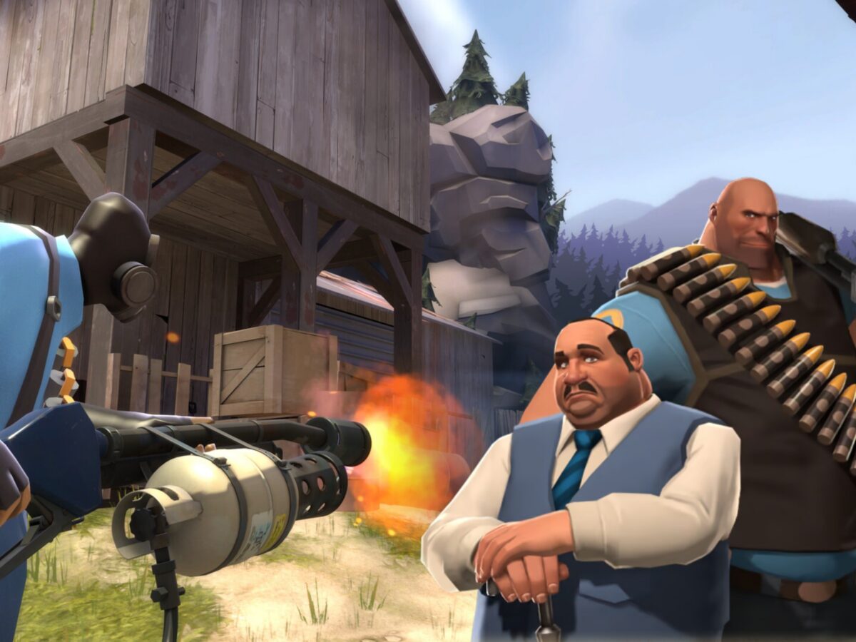 Les neuf classes de Team Fortress 2 réunies dans le style cartoon du jeu de Valve