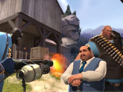 Les neuf classes de Team Fortress 2 réunies dans le style cartoon du jeu de Valve